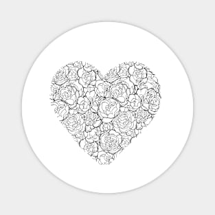 Black and White Heart Rose Magnet